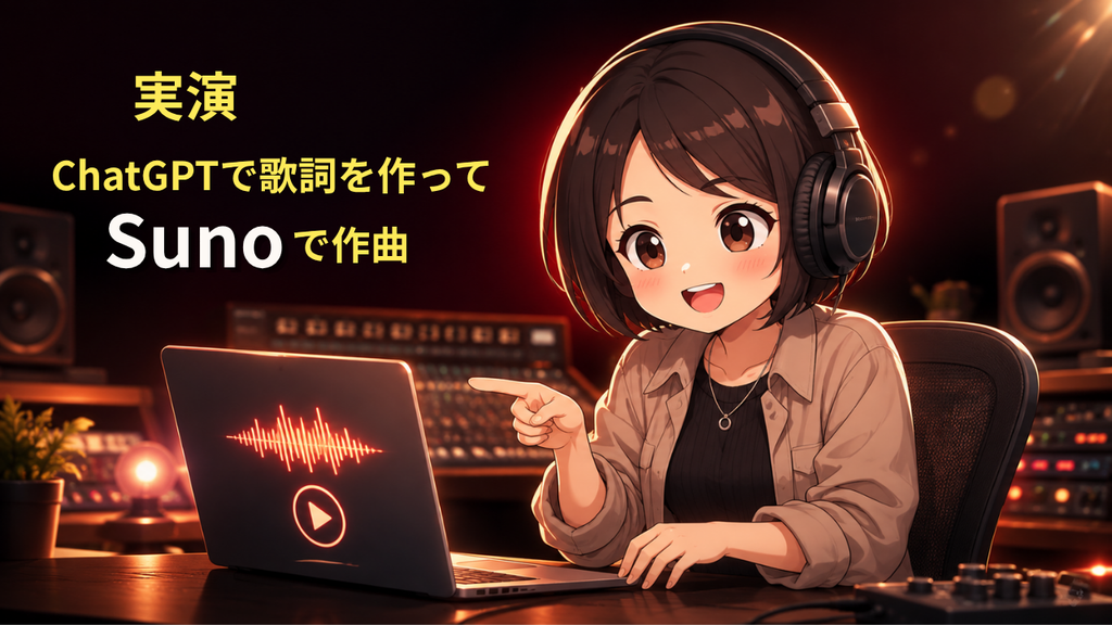 なかまゆがChatGPTとSunoの使い方を実演するイメージ