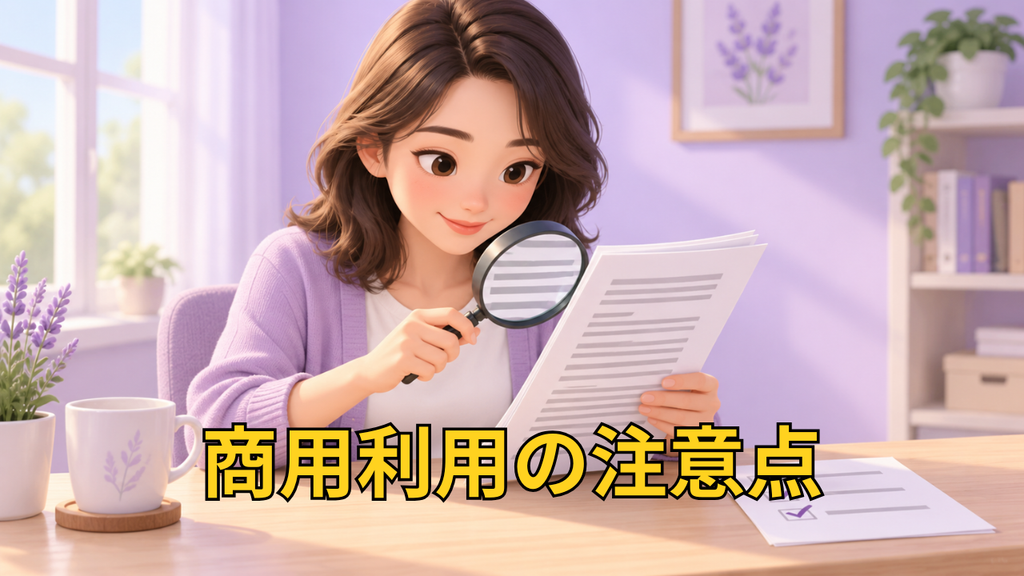 AI音声ツールの商用利用規約を確認するイメージ